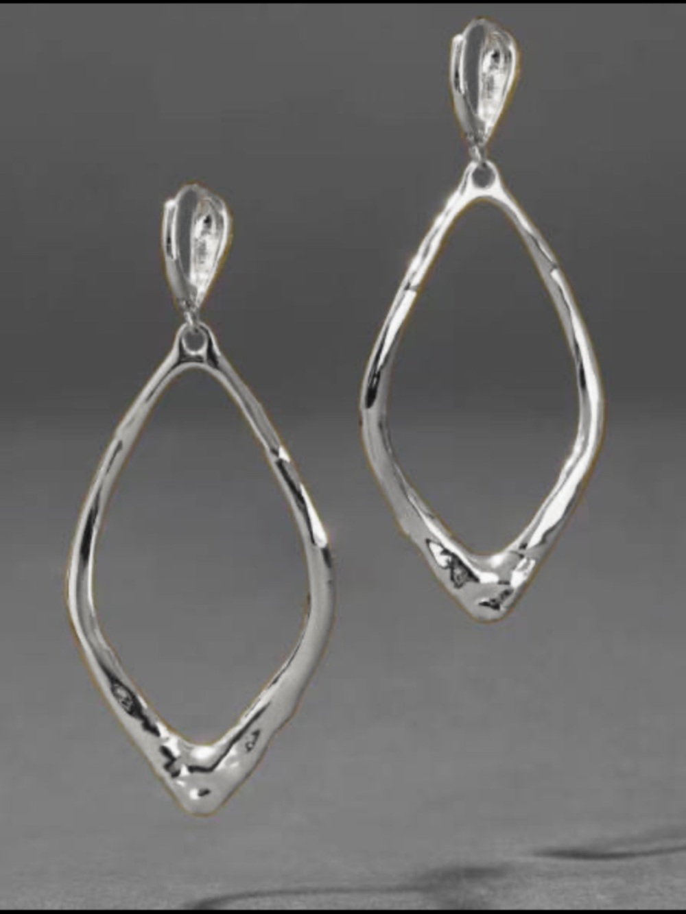 Alexis Bittar Liquid Silver Brut Open Leaf Kite Drop Earrings
